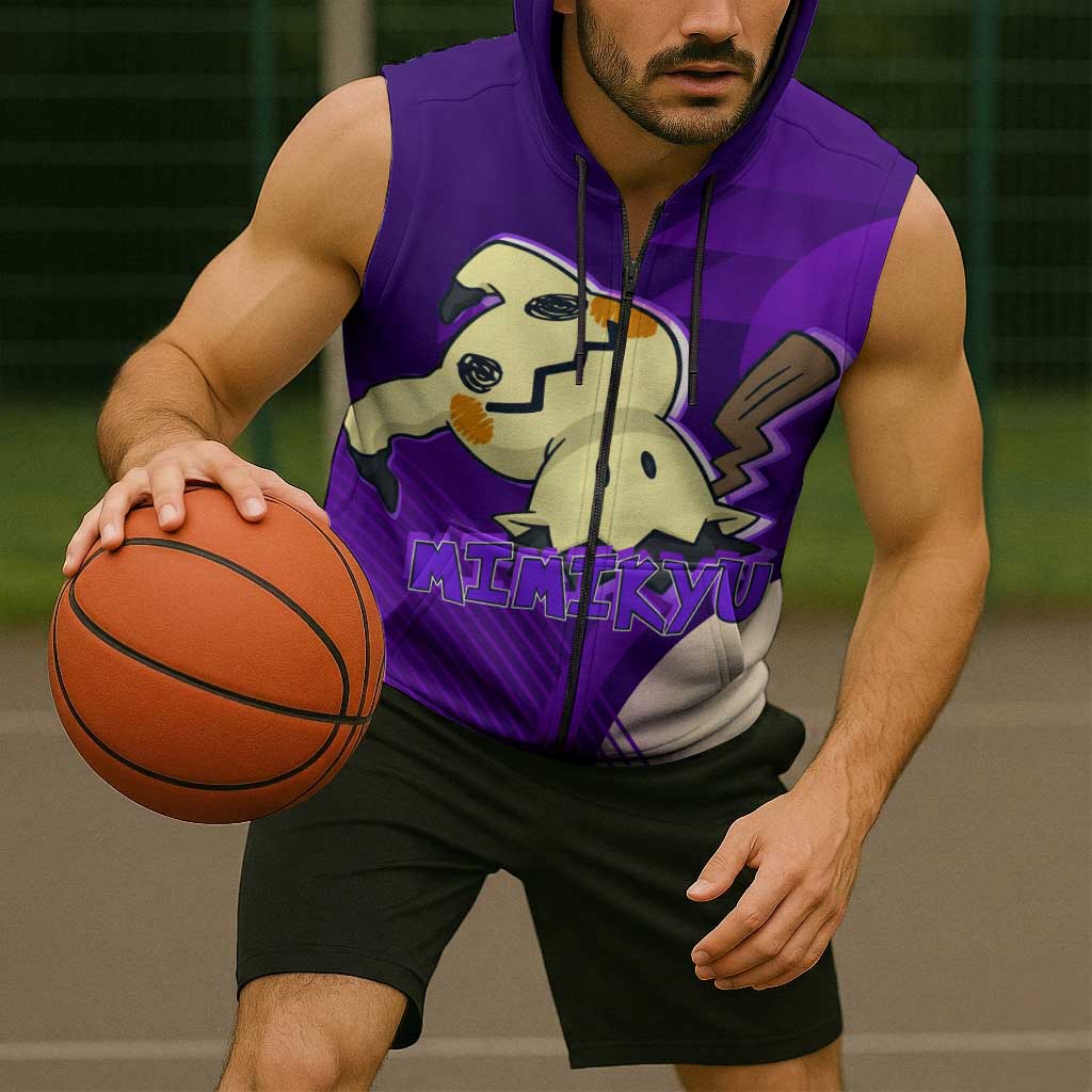 Mimikyu Poké Sleeveless Zip Hoodie Spooky Scribble Shadow Style