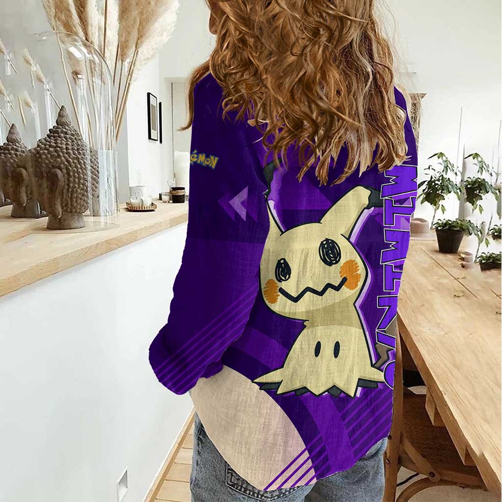 Mimikyu Poké Women Casual Shirt Spooky Scribble Shadow Style