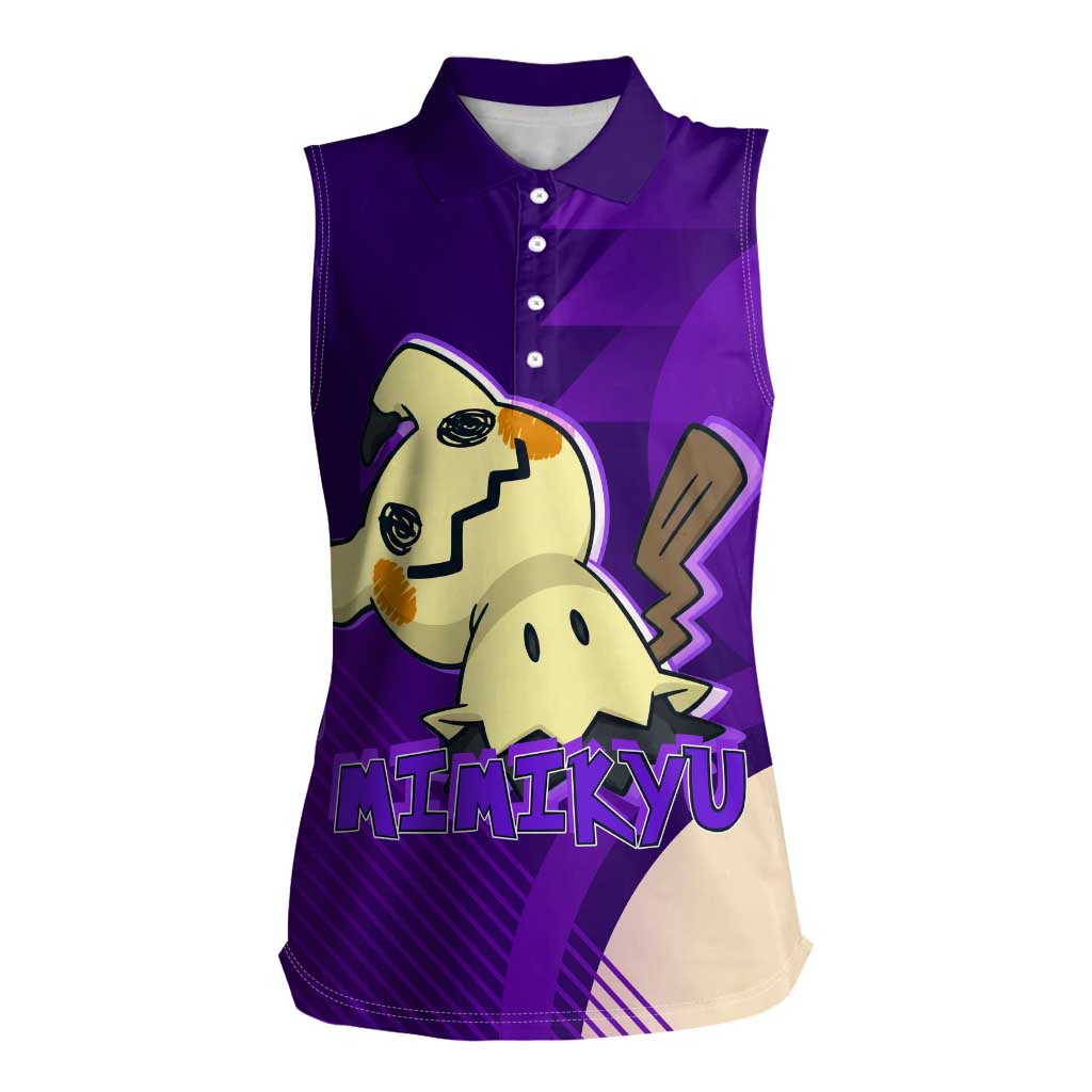 Mimikyu Poké Women Sleeveless Polo Shirt Spooky Scribble Shadow Style