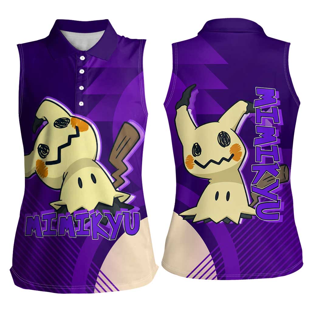 Mimikyu Poké Women Sleeveless Polo Shirt Spooky Scribble Shadow Style