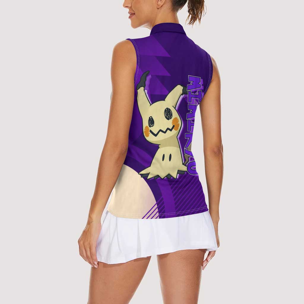 Mimikyu Poké Women Sleeveless Polo Shirt Spooky Scribble Shadow Style