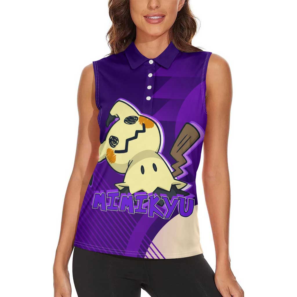 Mimikyu Poké Women Sleeveless Polo Shirt Spooky Scribble Shadow Style