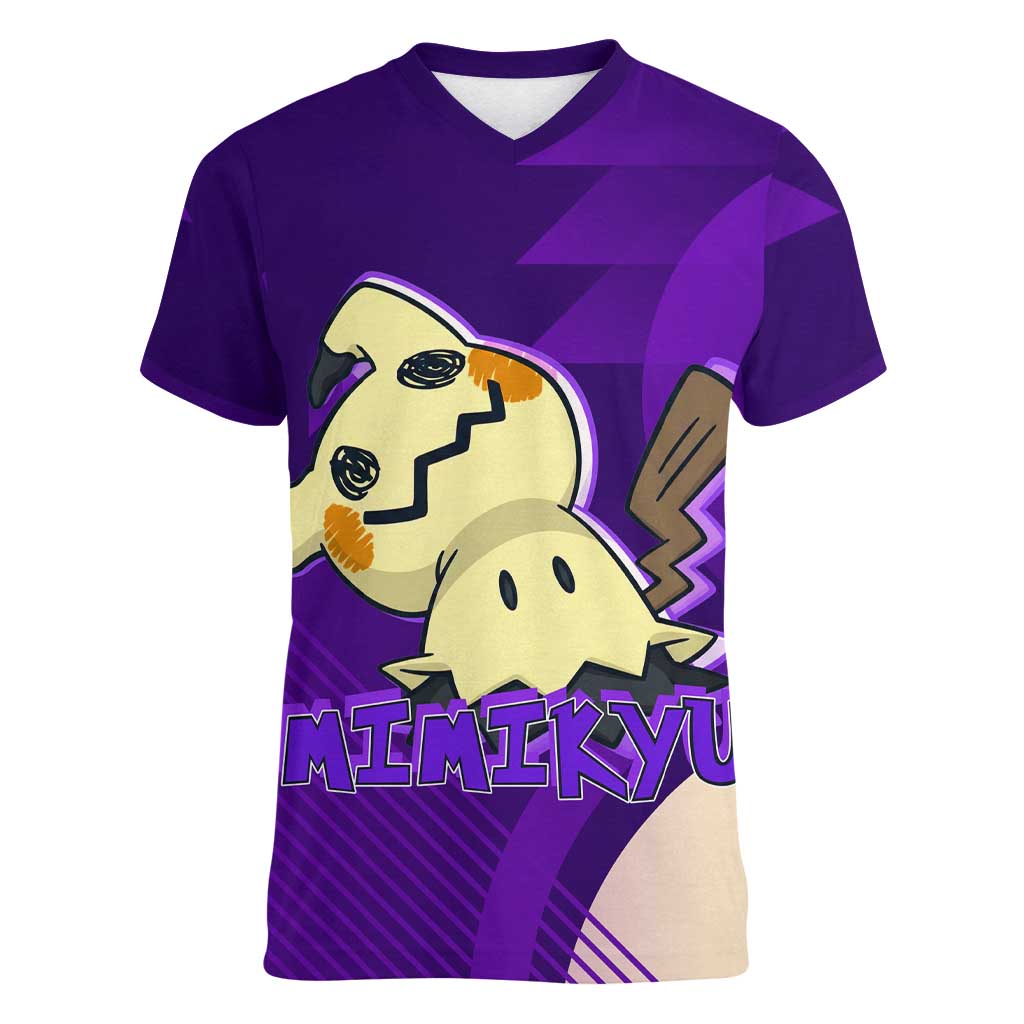 Mimikyu Poké Women V-Neck T-Shirt Spooky Scribble Shadow Style