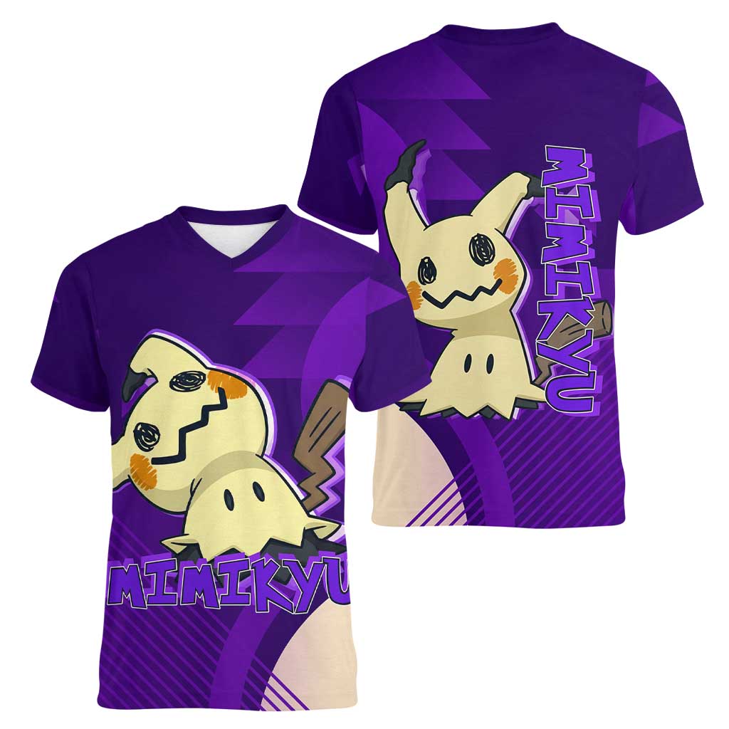 Mimikyu Poké Women V-Neck T-Shirt Spooky Scribble Shadow Style