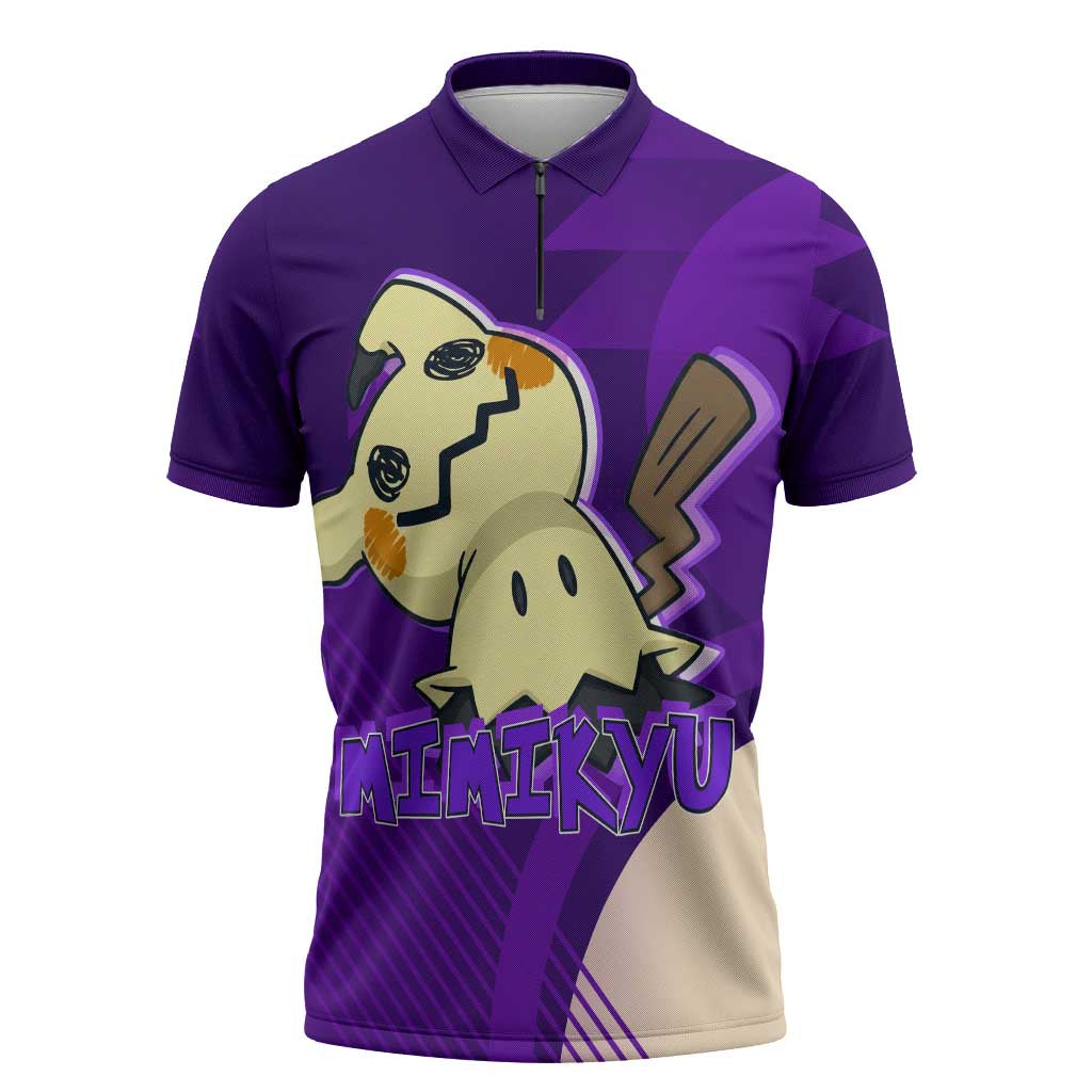 Mimikyu Poké Zipper Polo Shirt Spooky Scribble Shadow Style
