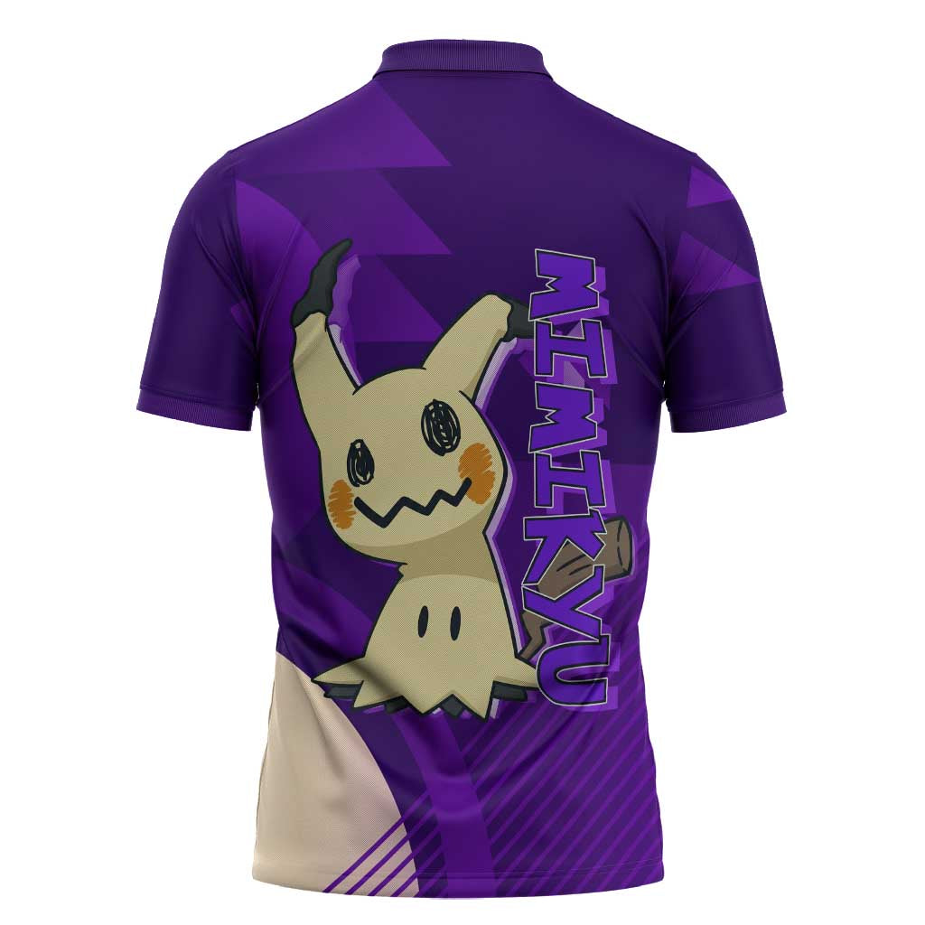 Mimikyu Poké Zipper Polo Shirt Spooky Scribble Shadow Style