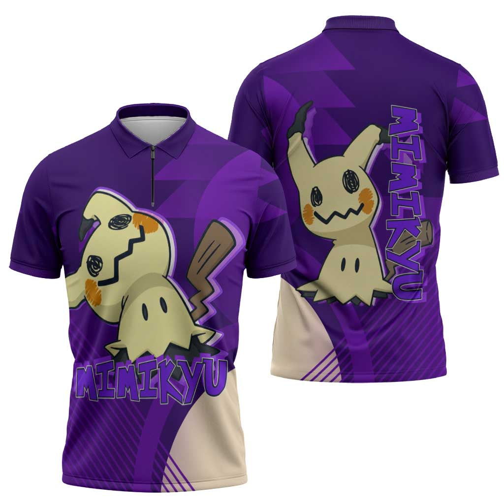 Mimikyu Poké Zipper Polo Shirt Spooky Scribble Shadow Style
