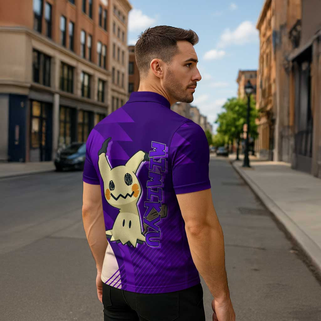 Mimikyu Poké Zipper Polo Shirt Spooky Scribble Shadow Style
