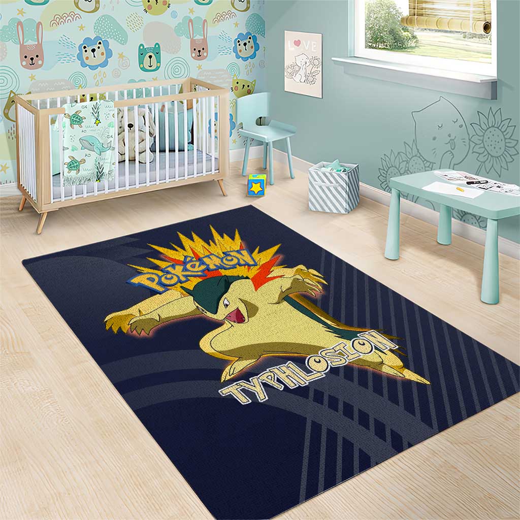 Typhlosion Poké Area Rug Fierce Flame Burst Vector Style