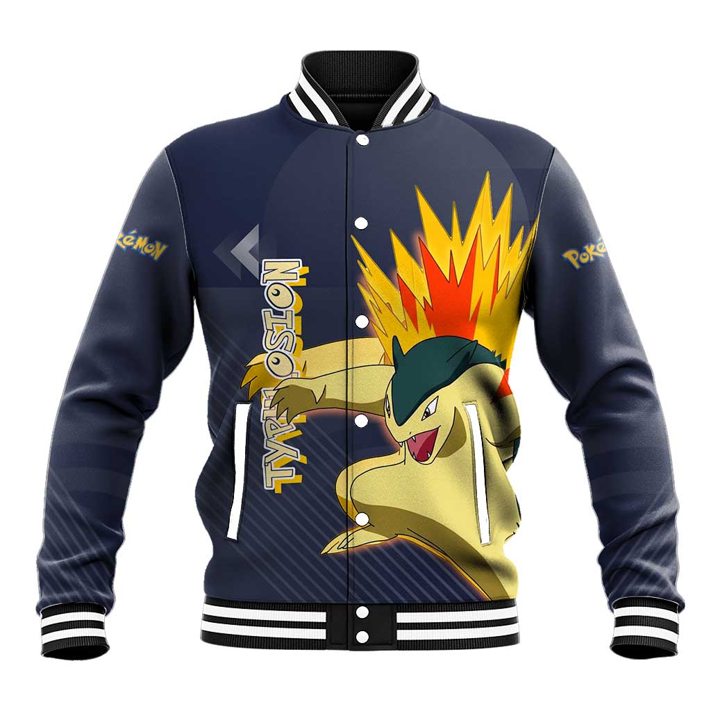 Typhlosion Poké Baseball Jacket Fierce Flame Burst Vector Style