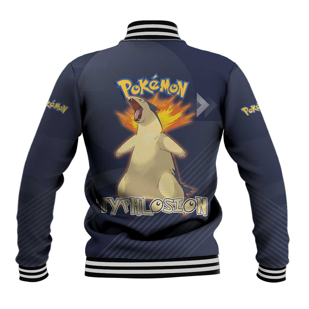 Typhlosion Poké Baseball Jacket Fierce Flame Burst Vector Style
