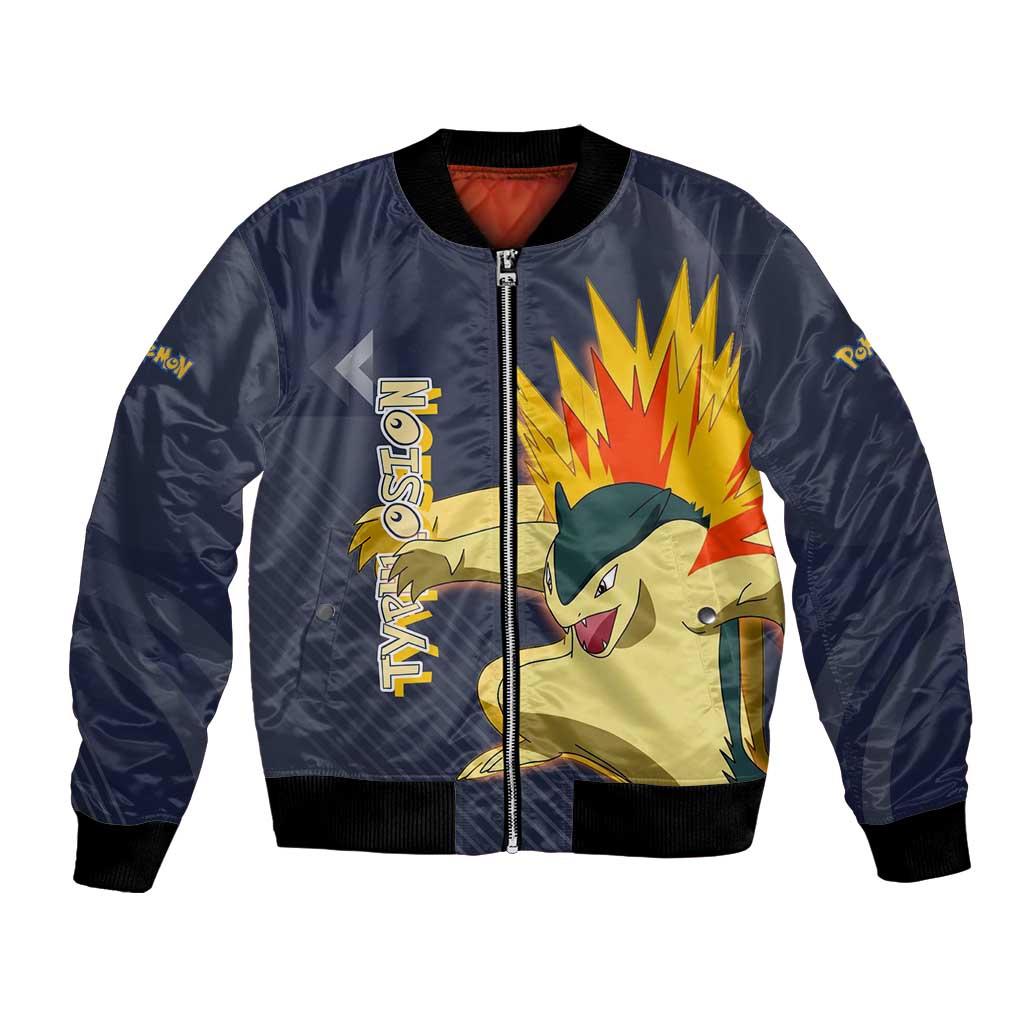 Typhlosion Poké Bomber Jacket Fierce Flame Burst Vector Style
