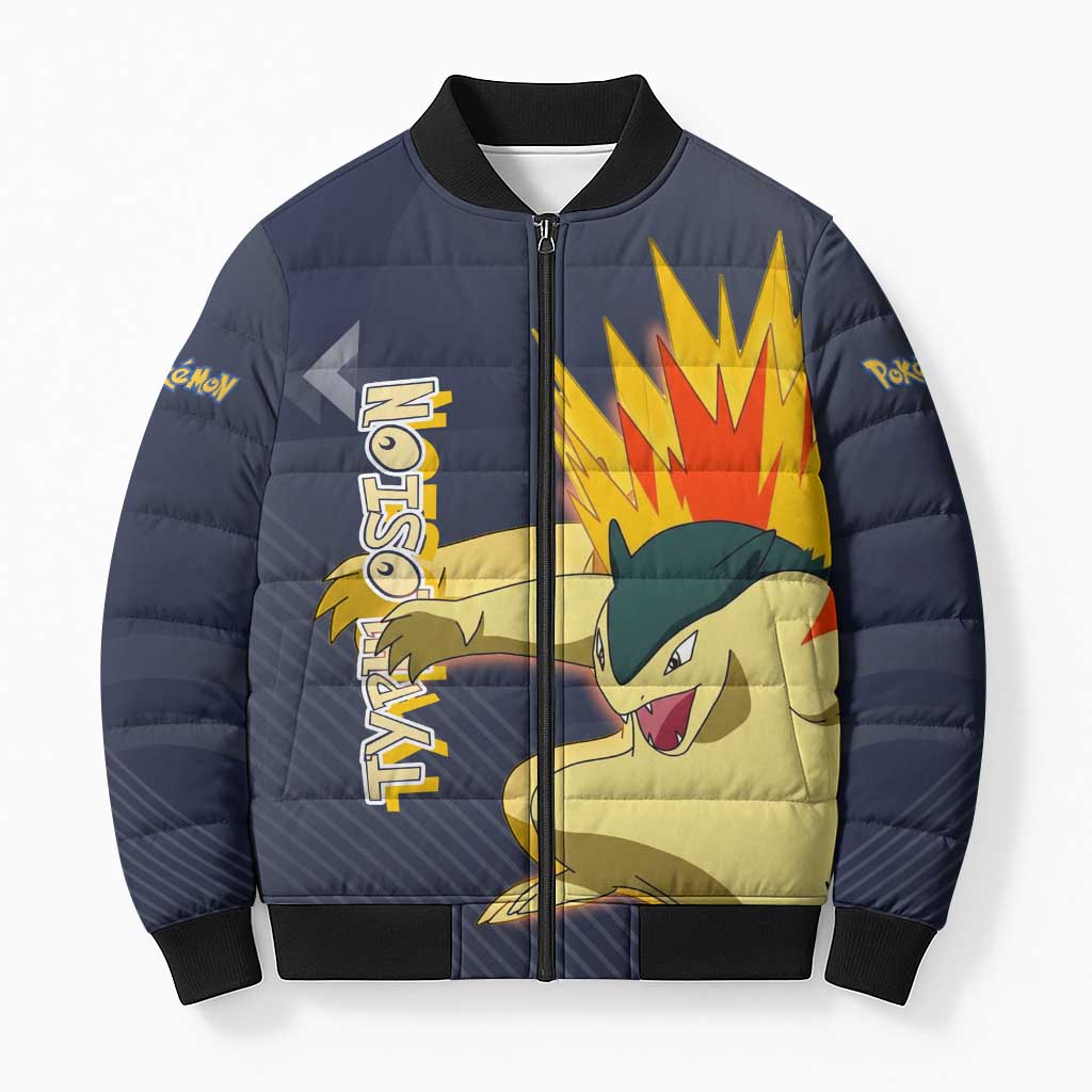 Typhlosion Poké Bomber Puffer Jacket Fierce Flame Burst Vector Style