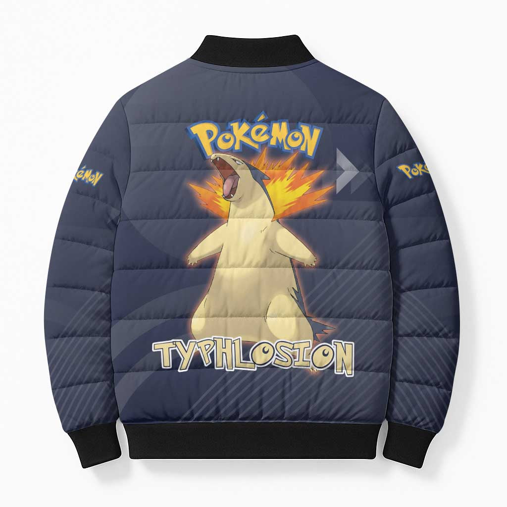 Typhlosion Poké Bomber Puffer Jacket Fierce Flame Burst Vector Style