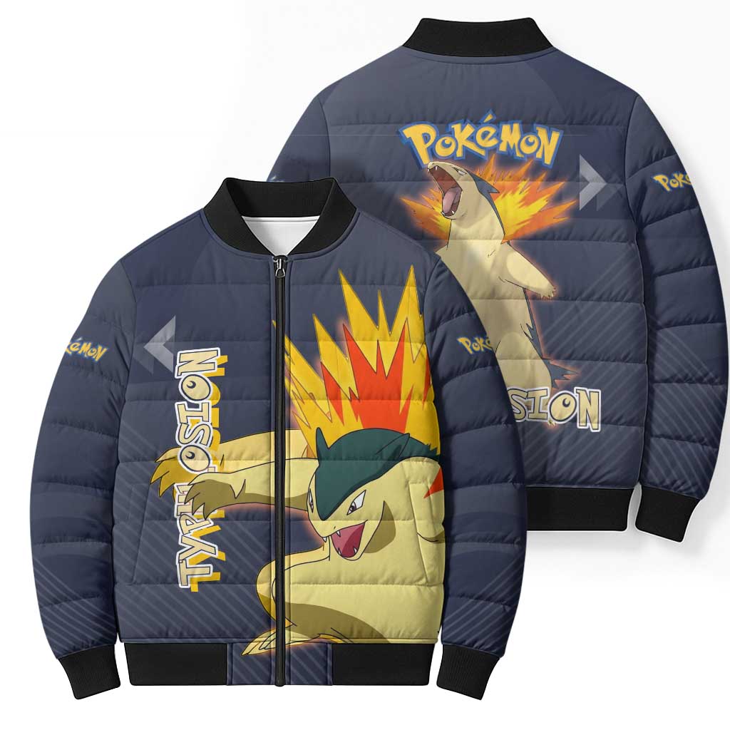 Typhlosion Poké Bomber Puffer Jacket Fierce Flame Burst Vector Style