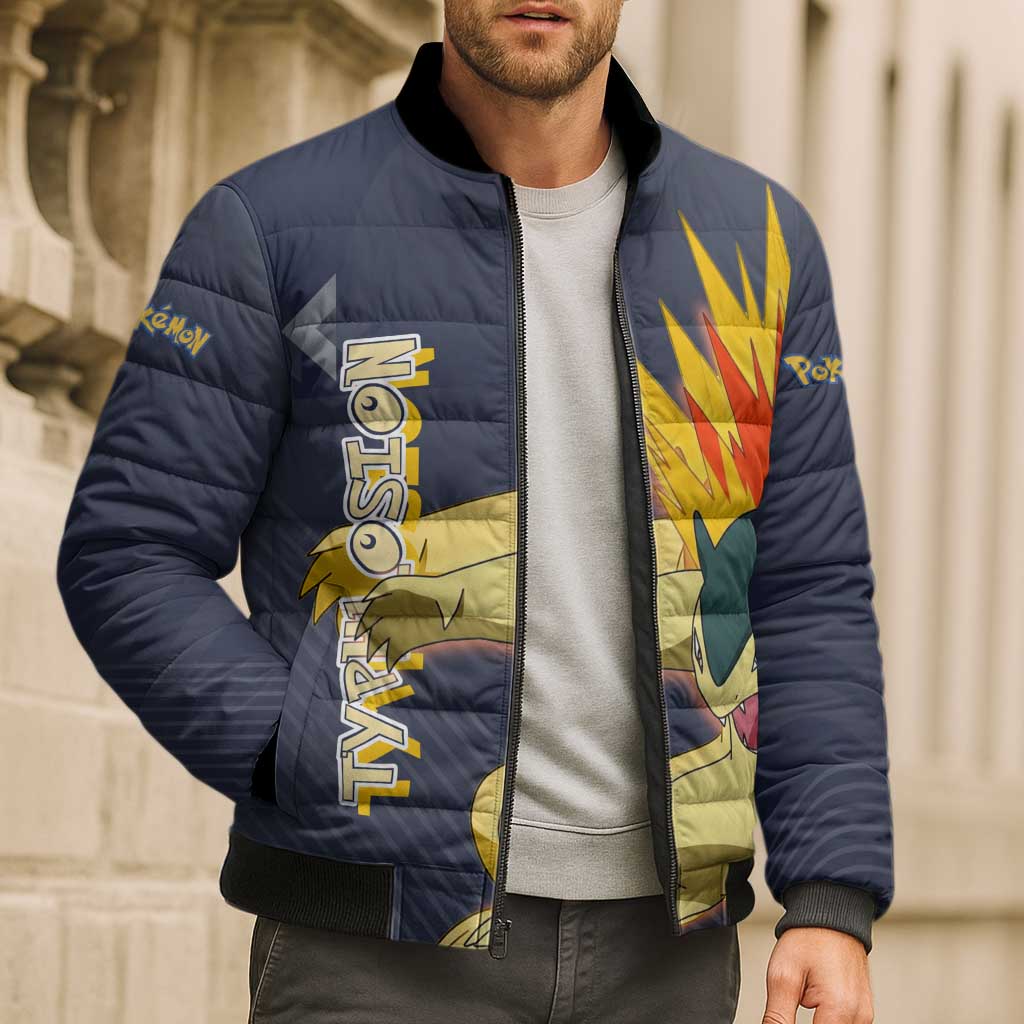 Typhlosion Poké Bomber Puffer Jacket Fierce Flame Burst Vector Style