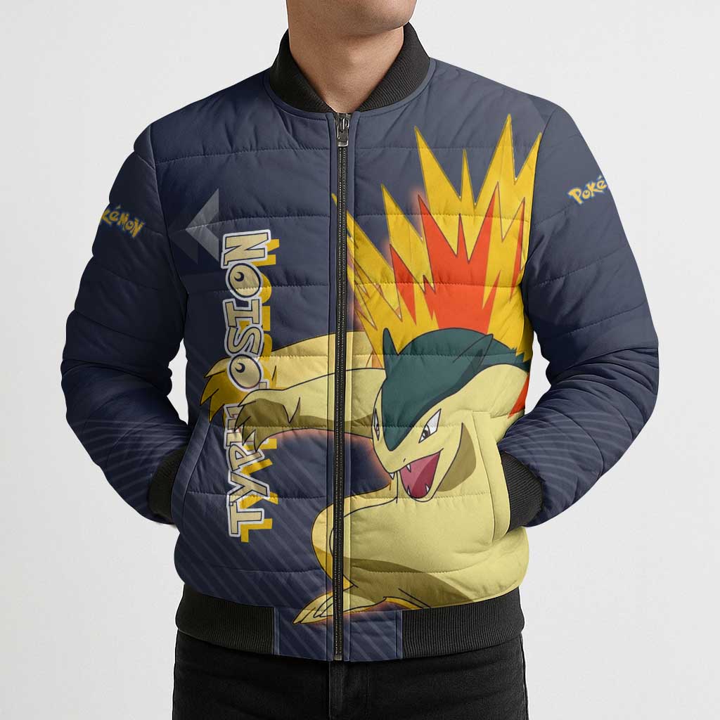 Typhlosion Poké Bomber Puffer Jacket Fierce Flame Burst Vector Style