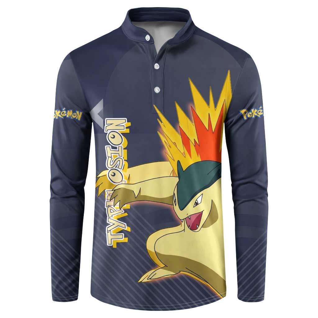 Typhlosion Poké Button Sweatshirt Fierce Flame Burst Vector Style