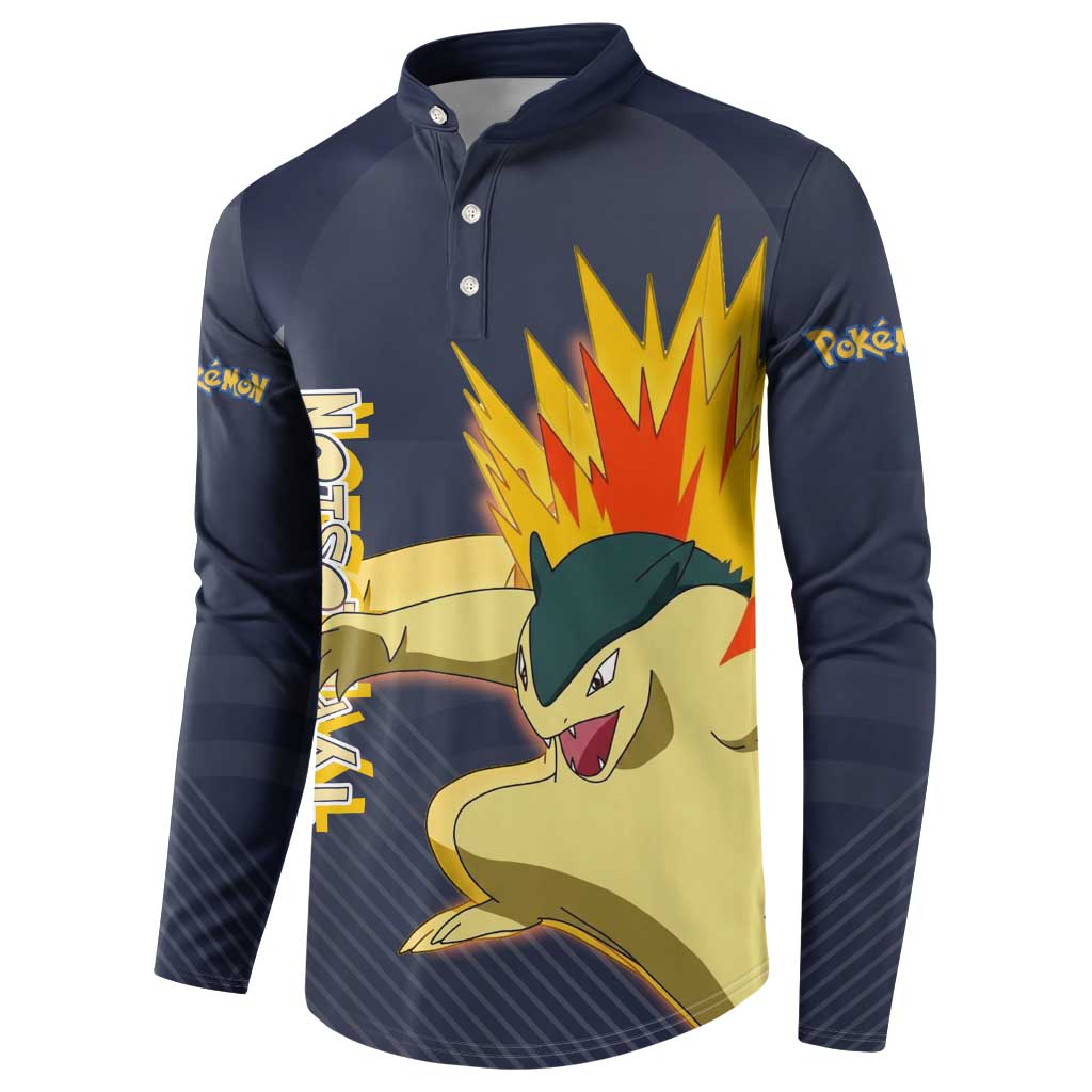 Typhlosion Poké Button Sweatshirt Fierce Flame Burst Vector Style