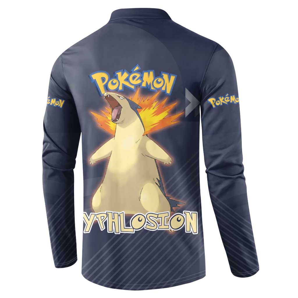 Typhlosion Poké Button Sweatshirt Fierce Flame Burst Vector Style