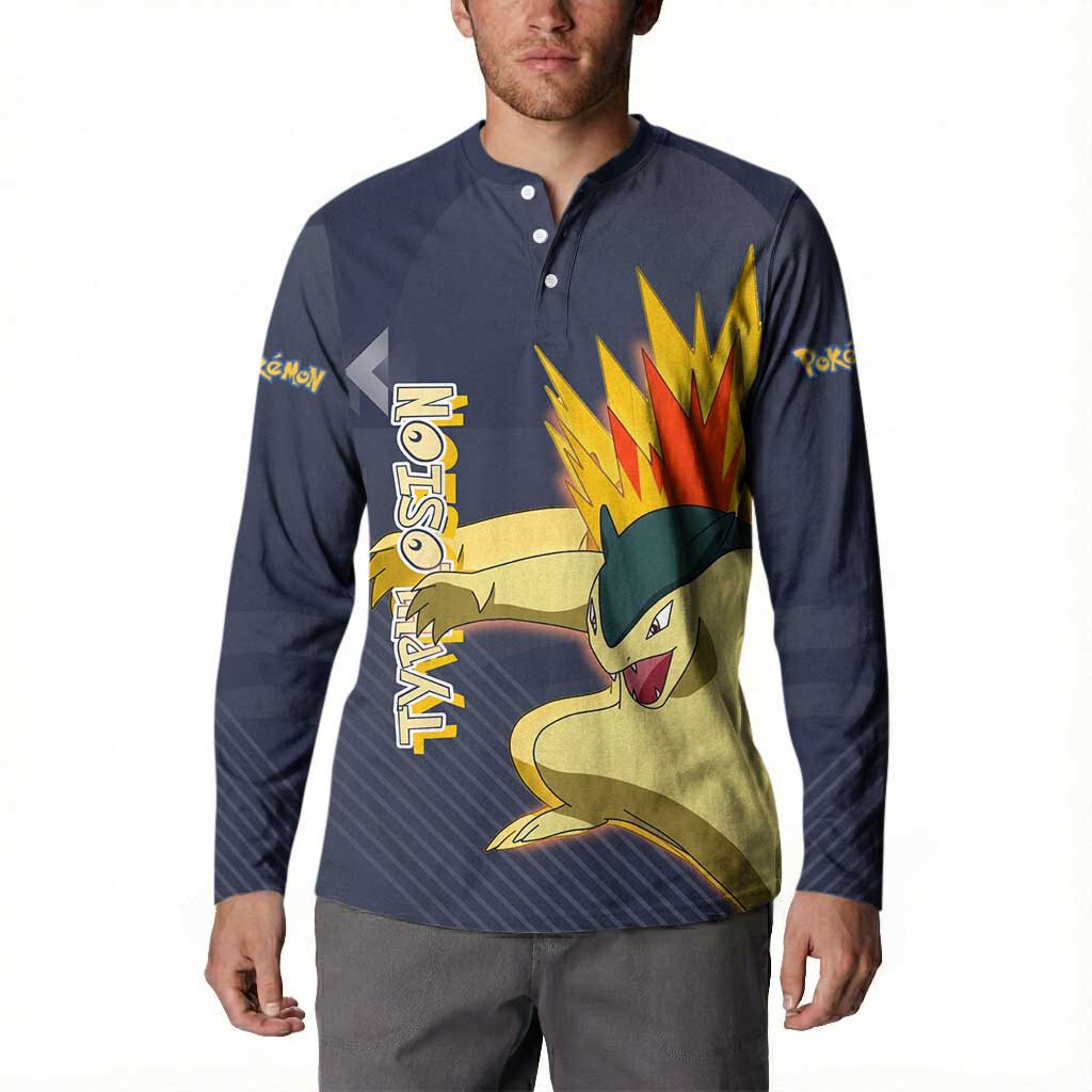 Typhlosion Poké Button Sweatshirt Fierce Flame Burst Vector Style