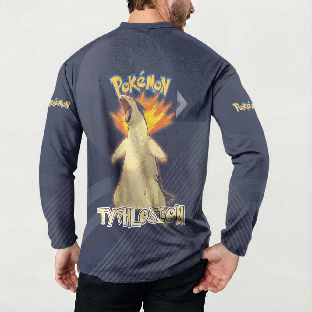 Typhlosion Poké Button Sweatshirt Fierce Flame Burst Vector Style