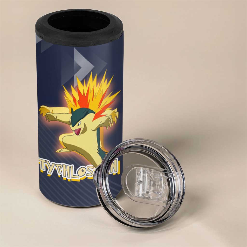 Typhlosion Poké 4 in 1 Can Cooler Tumbler Fierce Flame Burst Vector Style