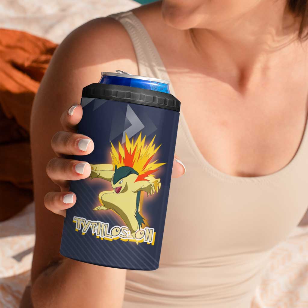 Typhlosion Poké 4 in 1 Can Cooler Tumbler Fierce Flame Burst Vector Style