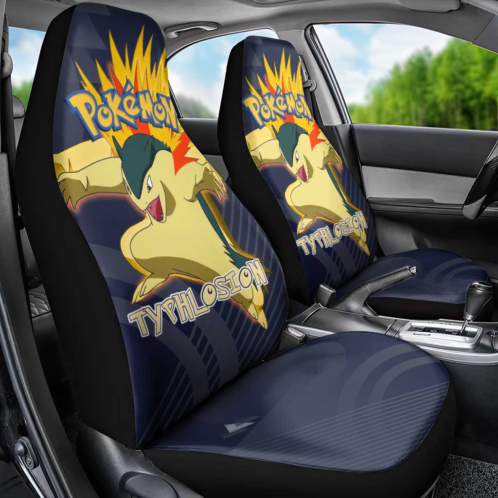 Typhlosion Poké Car Seat Cover Fierce Flame Burst Vector Style