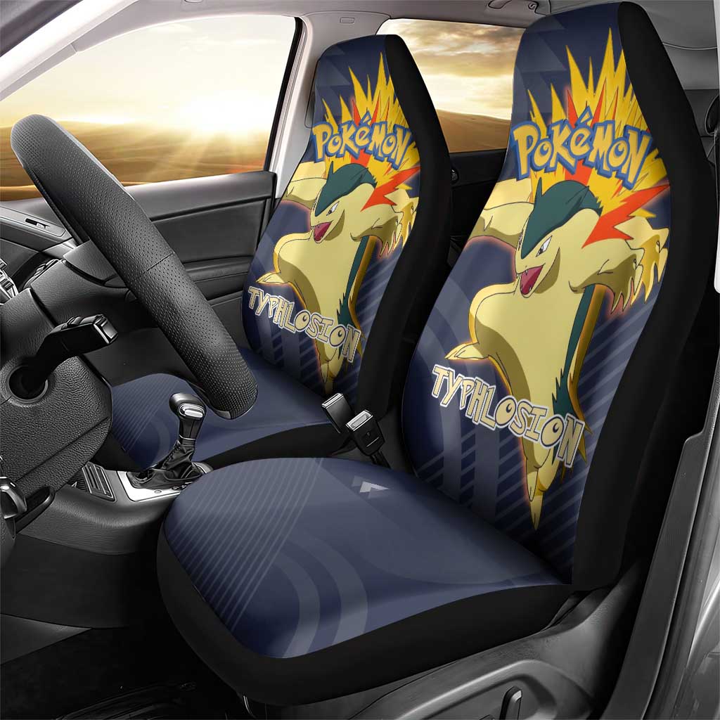 Typhlosion Poké Car Seat Cover Fierce Flame Burst Vector Style