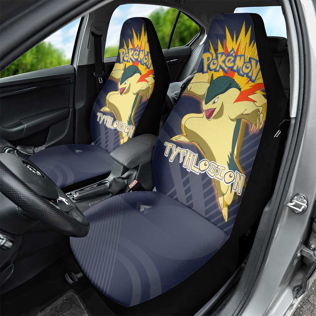 Typhlosion Poké Car Seat Cover Fierce Flame Burst Vector Style