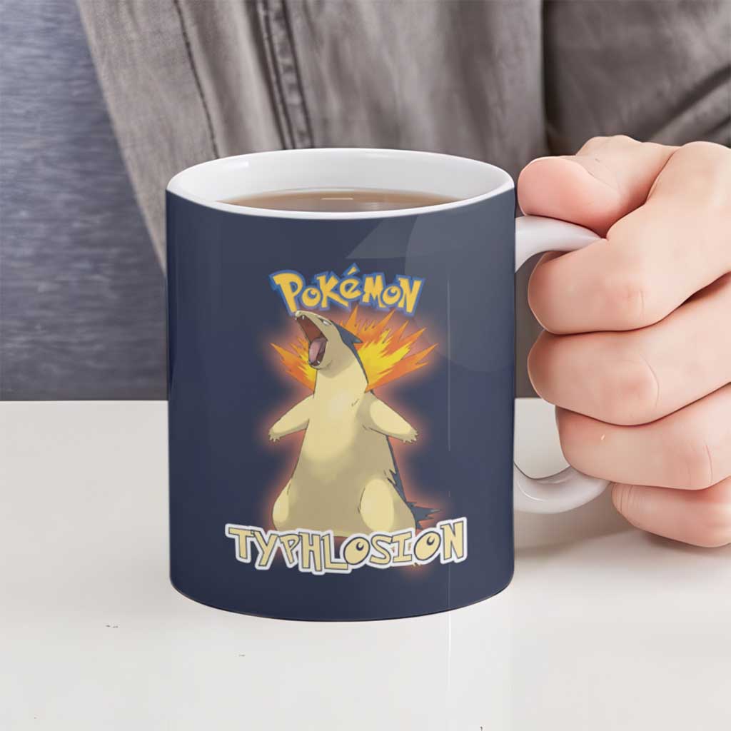 Typhlosion Poké Ceramic Mug Fierce Flame Burst Vector Style