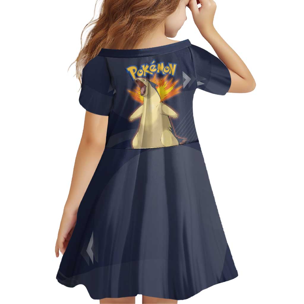 Typhlosion Poké Family Matching Summer Maxi Dress and Hawaiian Shirt Fierce Flame Burst Vector Style