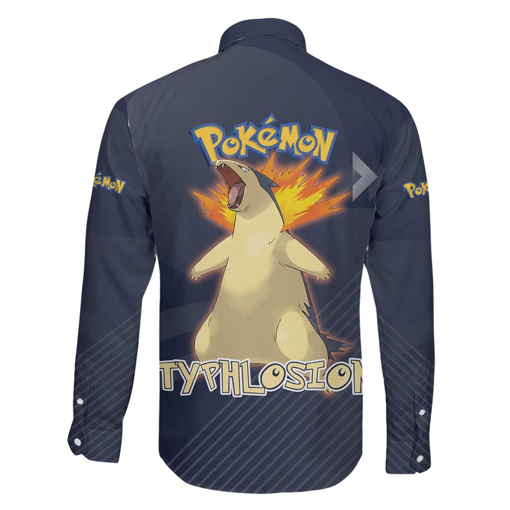 Typhlosion Poké Family Matching Summer Maxi Dress and Hawaiian Shirt Fierce Flame Burst Vector Style