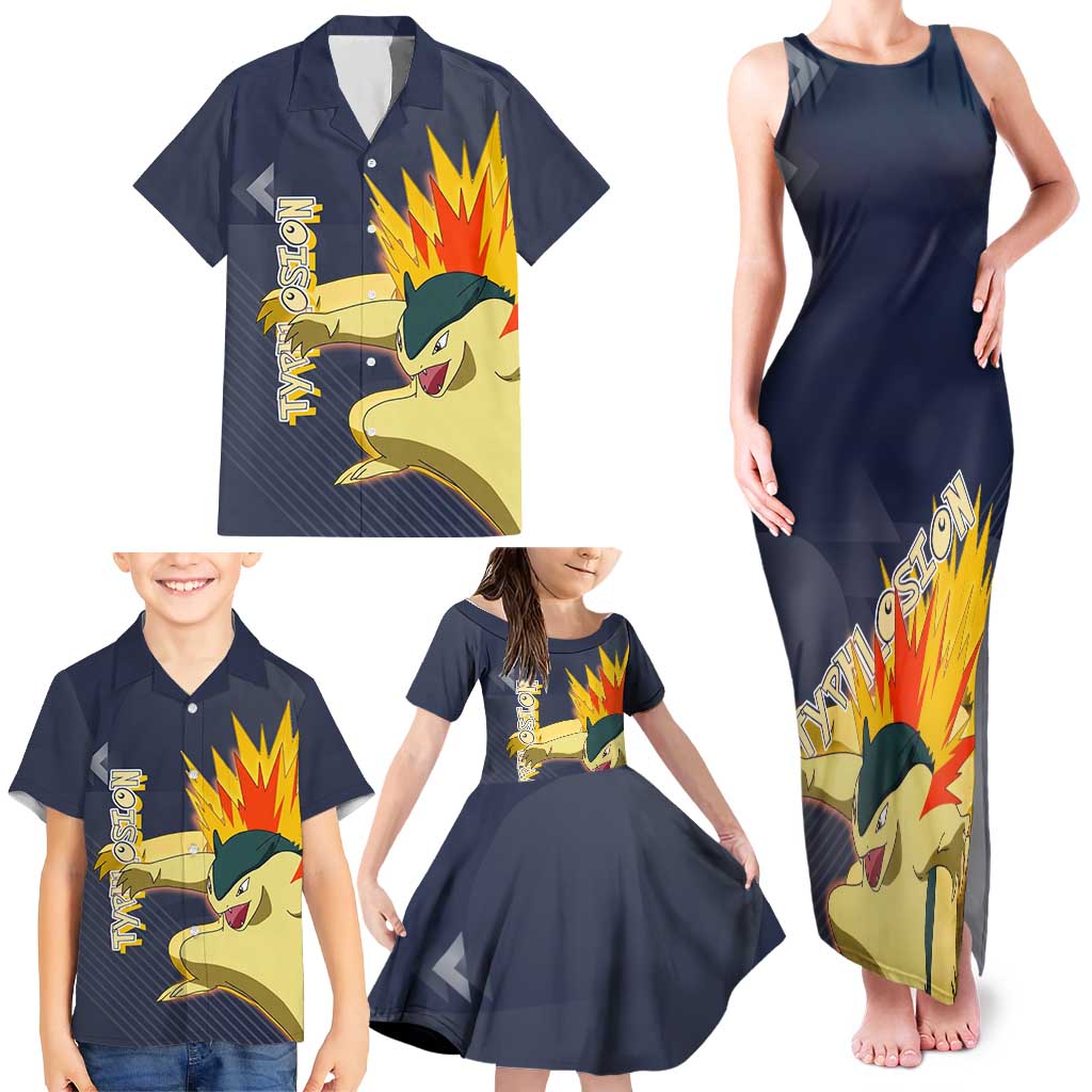 Typhlosion Poké Family Matching Tank Maxi Dress and Hawaiian Shirt Fierce Flame Burst Vector Style