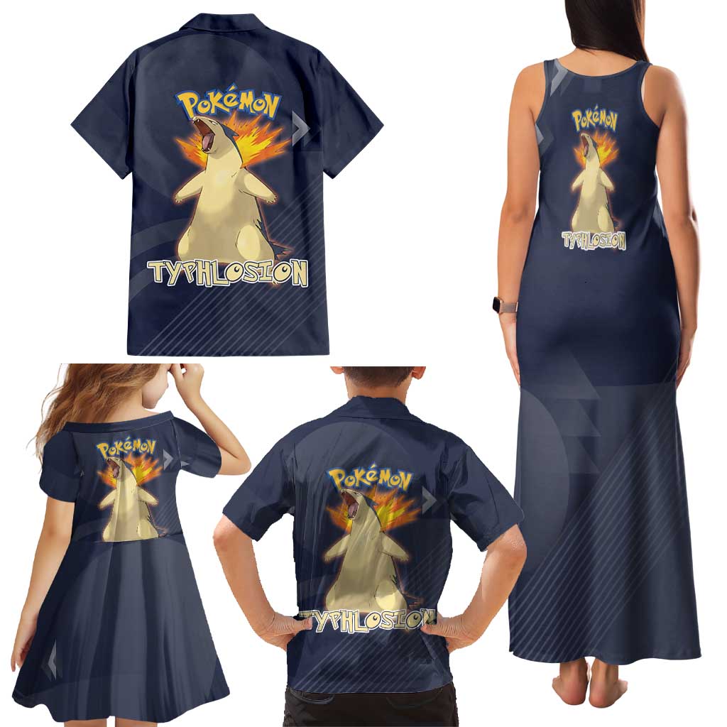 Typhlosion Poké Family Matching Tank Maxi Dress and Hawaiian Shirt Fierce Flame Burst Vector Style