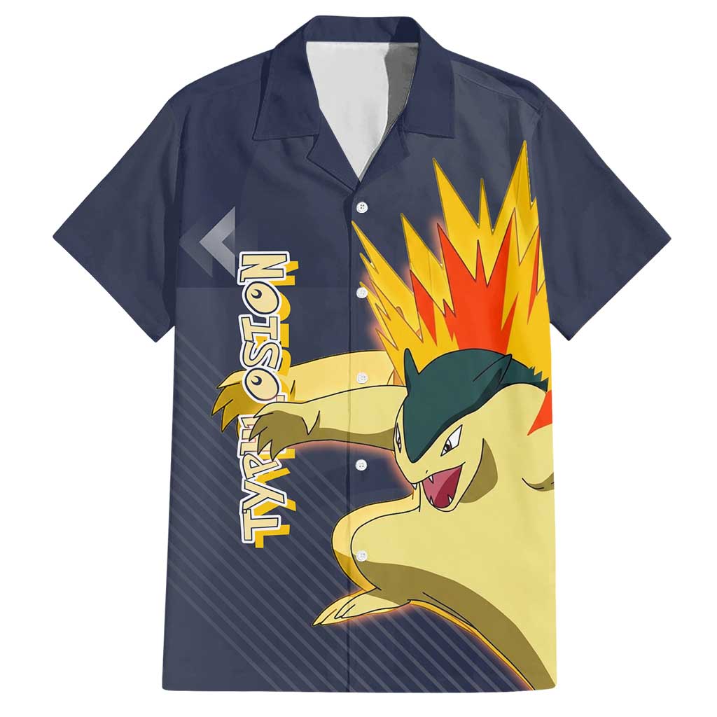 Typhlosion Poké Hawaiian Shirt Fierce Flame Burst Vector Style