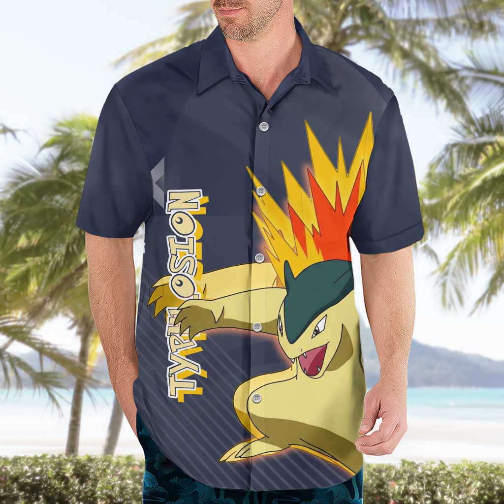 Typhlosion Poké Hawaiian Shirt Fierce Flame Burst Vector Style