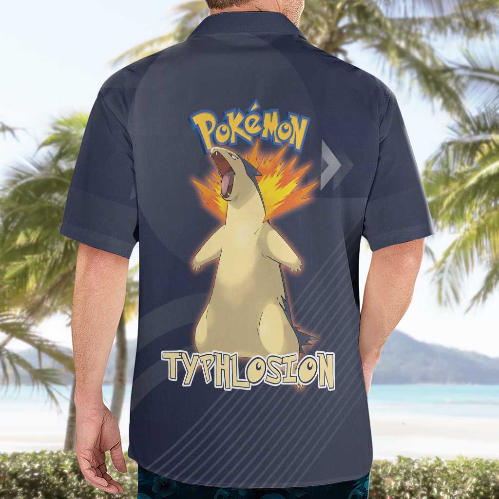 Typhlosion Poké Hawaiian Shirt Fierce Flame Burst Vector Style