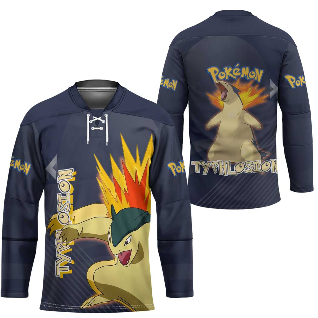 Typhlosion Poké Hockey Jersey Fierce Flame Burst Vector Style