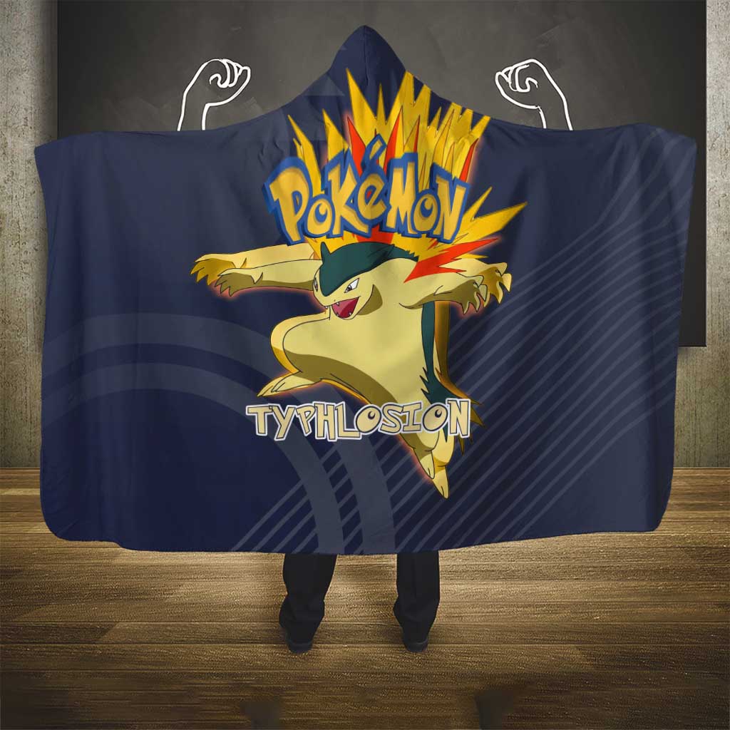 Typhlosion Poké Hooded Blanket Fierce Flame Burst Vector Style