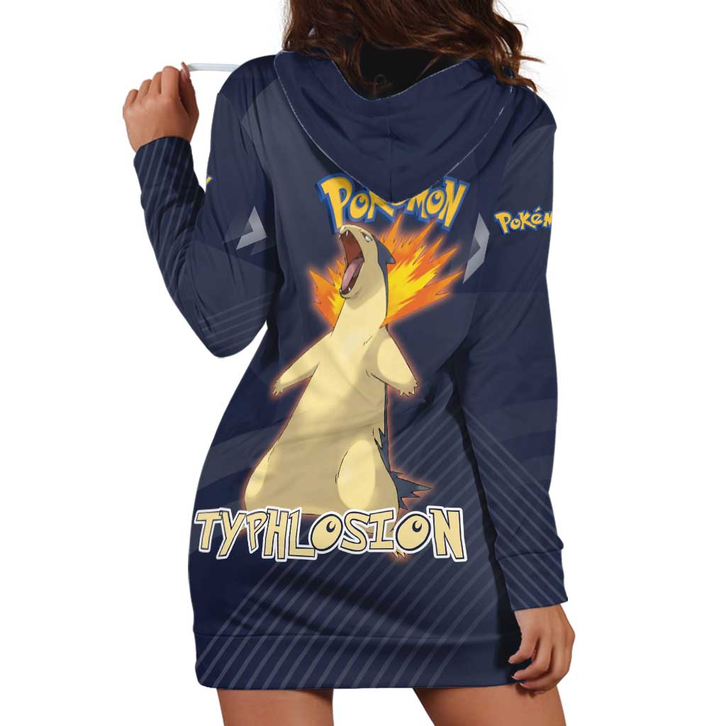 Typhlosion Poké Hoodie Dress Fierce Flame Burst Vector Style