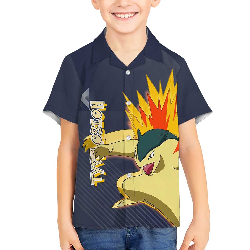 Typhlosion Poké Kid Hawaiian Shirt Fierce Flame Burst Vector Style