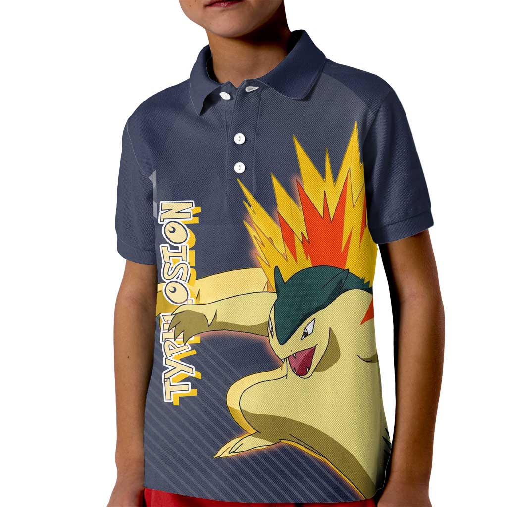 Typhlosion Poké Kid Polo Shirt Fierce Flame Burst Vector Style