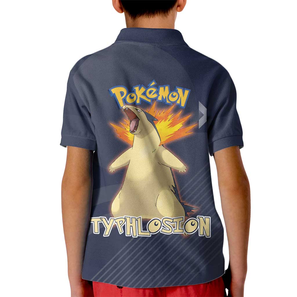Typhlosion Poké Kid Polo Shirt Fierce Flame Burst Vector Style