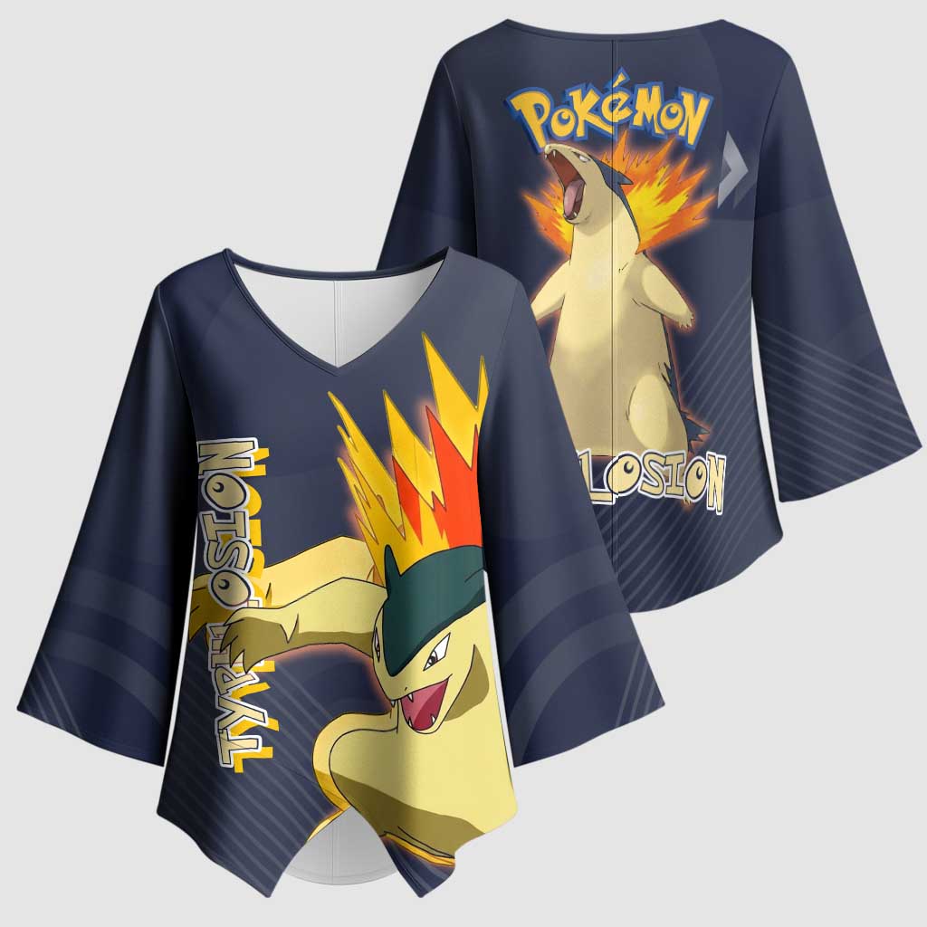 Typhlosion Poké Kimono Sleeve Blouse Fierce Flame Burst Vector Style