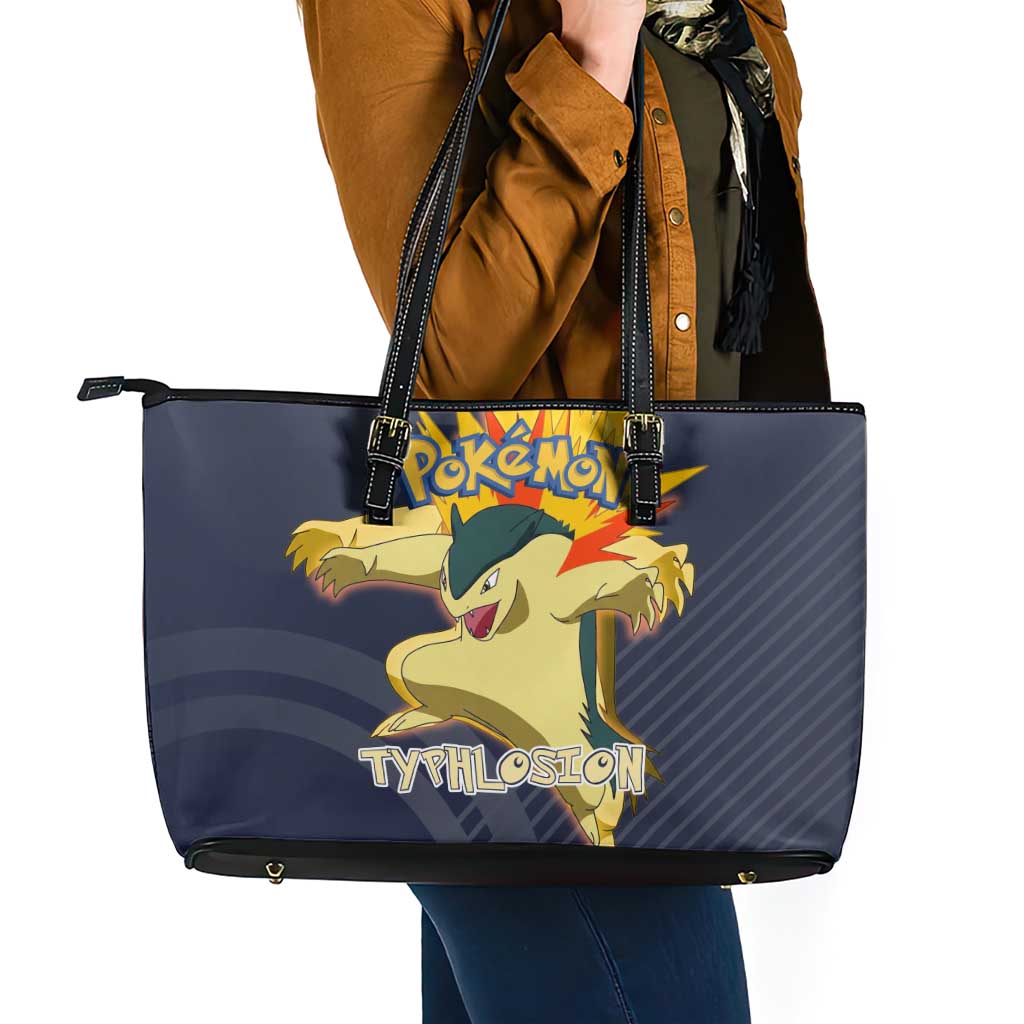Typhlosion Poké Leather Tote Bag Fierce Flame Burst Vector Style