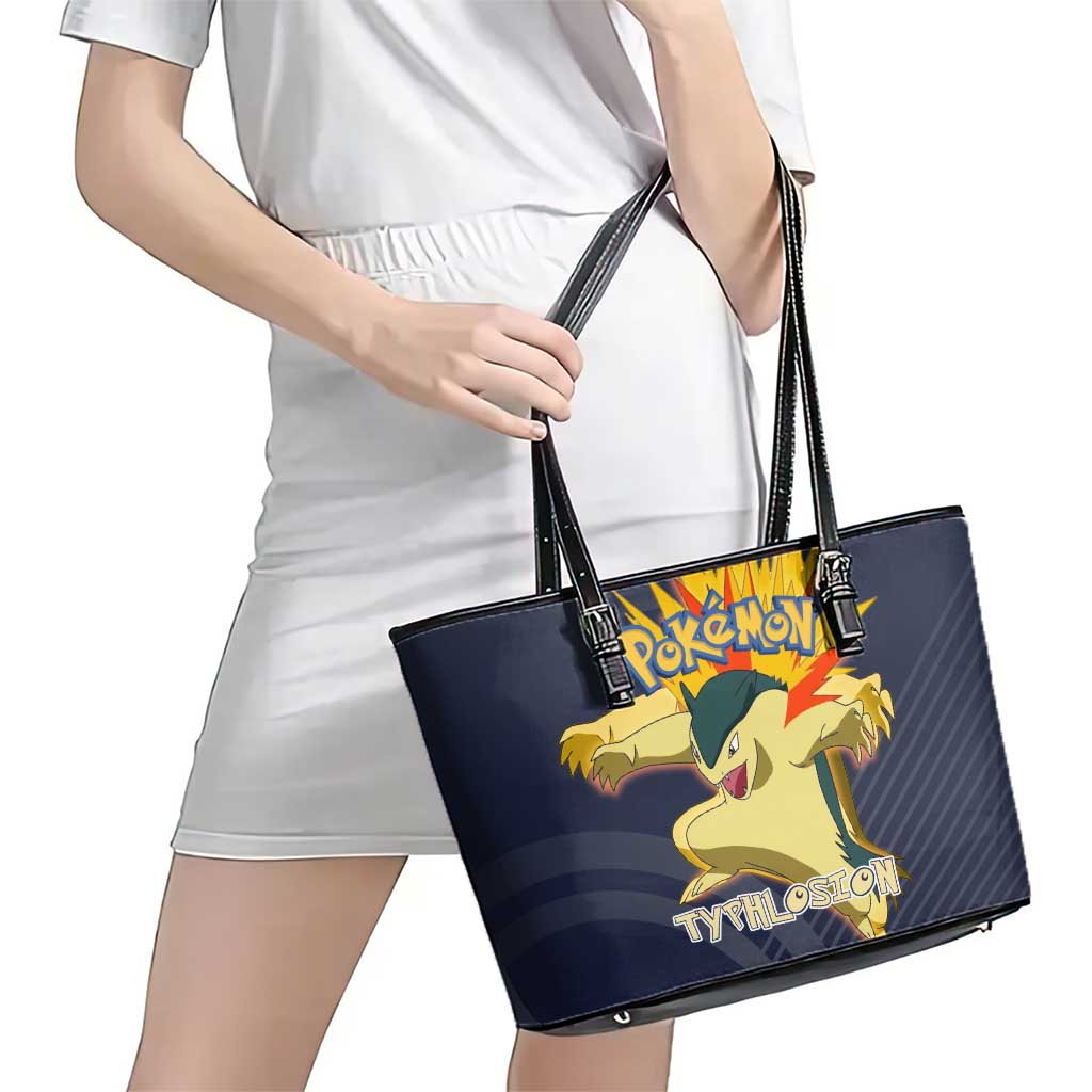 Typhlosion Poké Leather Tote Bag Fierce Flame Burst Vector Style