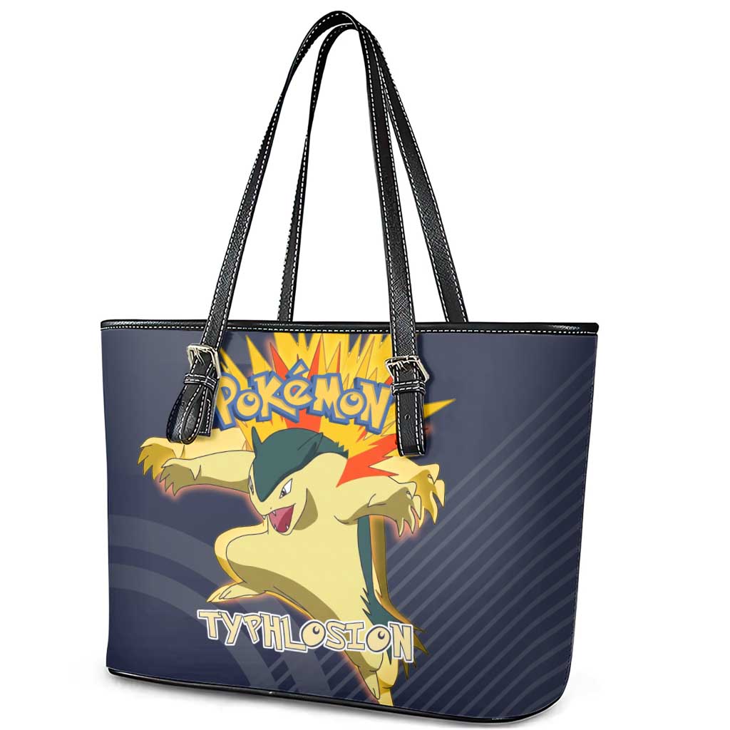 Typhlosion Poké Leather Tote Bag Fierce Flame Burst Vector Style