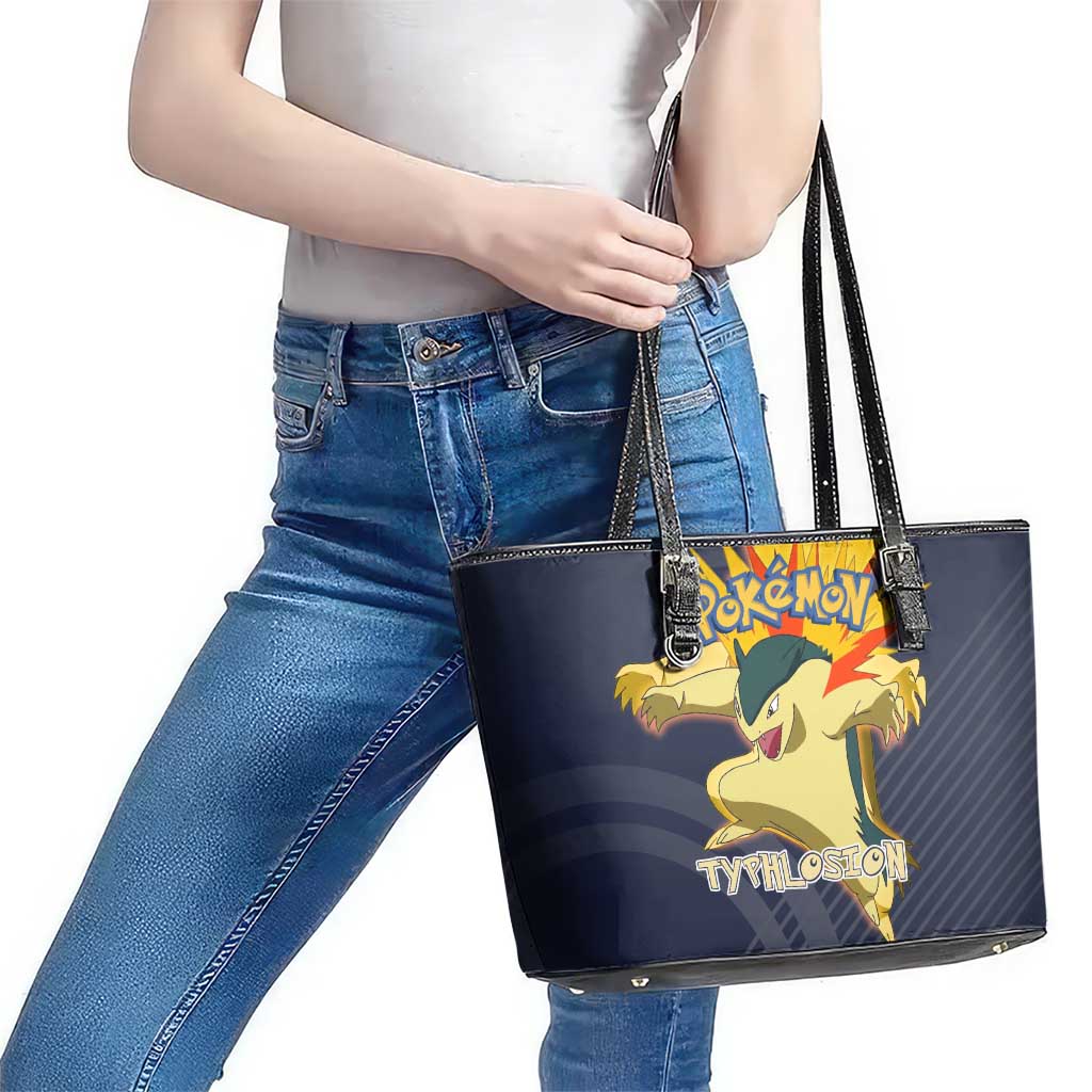 Typhlosion Poké Leather Tote Bag Fierce Flame Burst Vector Style